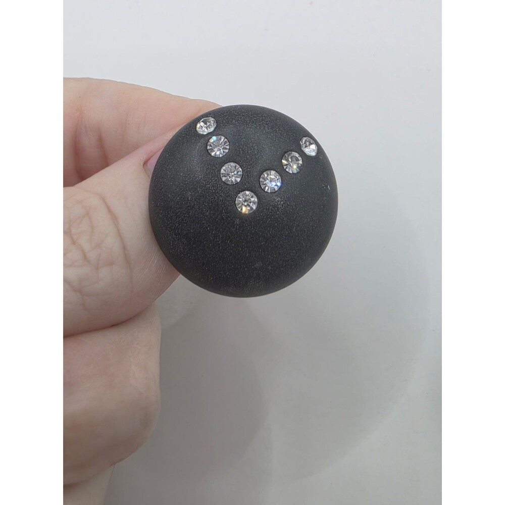 Vintage Black Button Clip-on Earrings W/ Rhinestones 1"